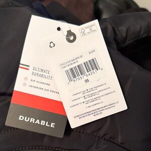 Champion Men's Black Puffer Jacket with Zip Closure